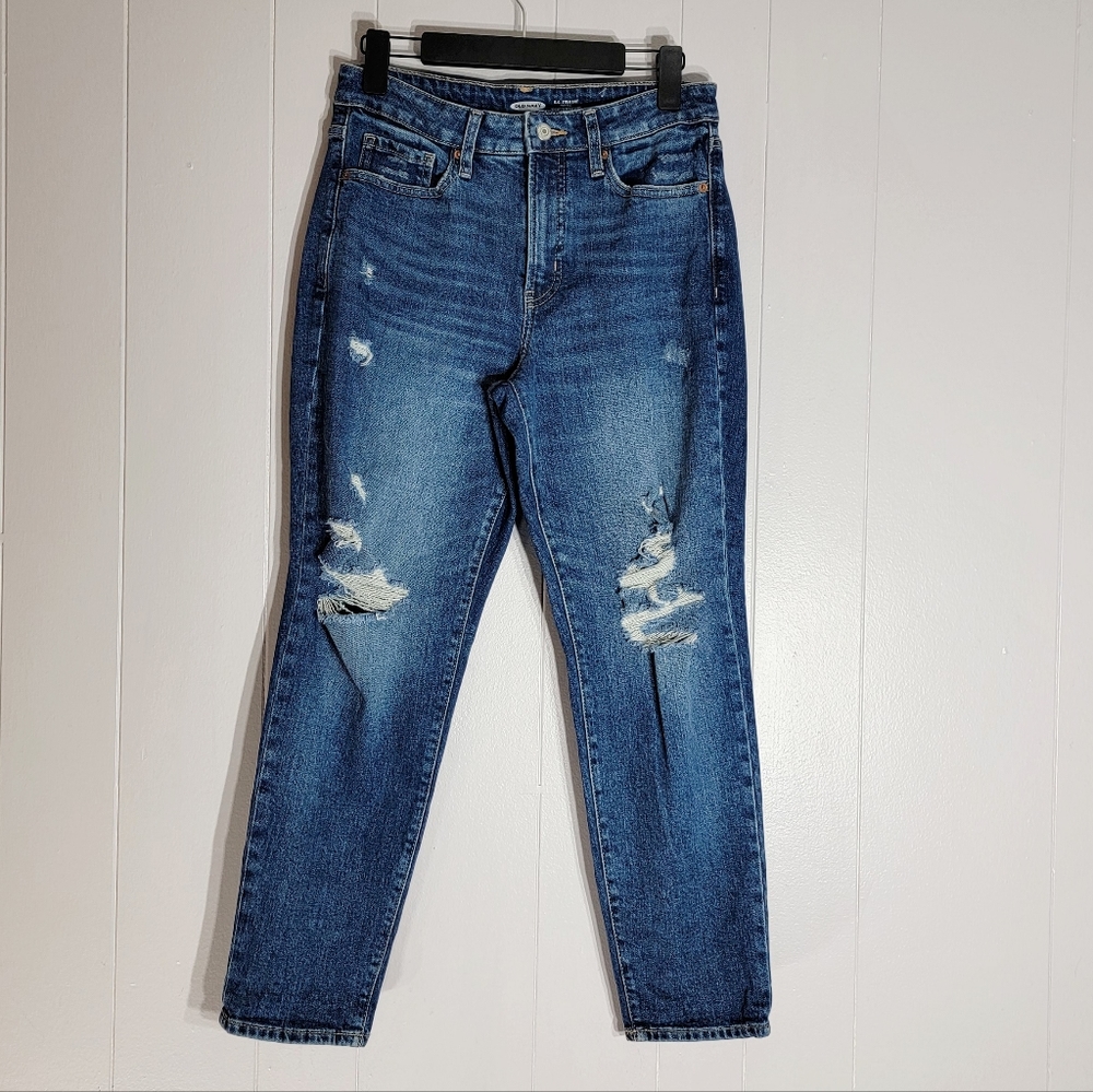 4/$20 Old Navy O.G. Straight Leg Distressed Blue Jeans Size 6